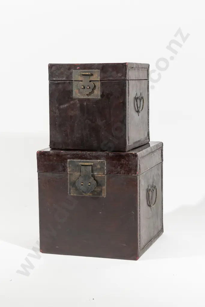 Two Chinese Red Lacquer Graduated Boxes Image 1++