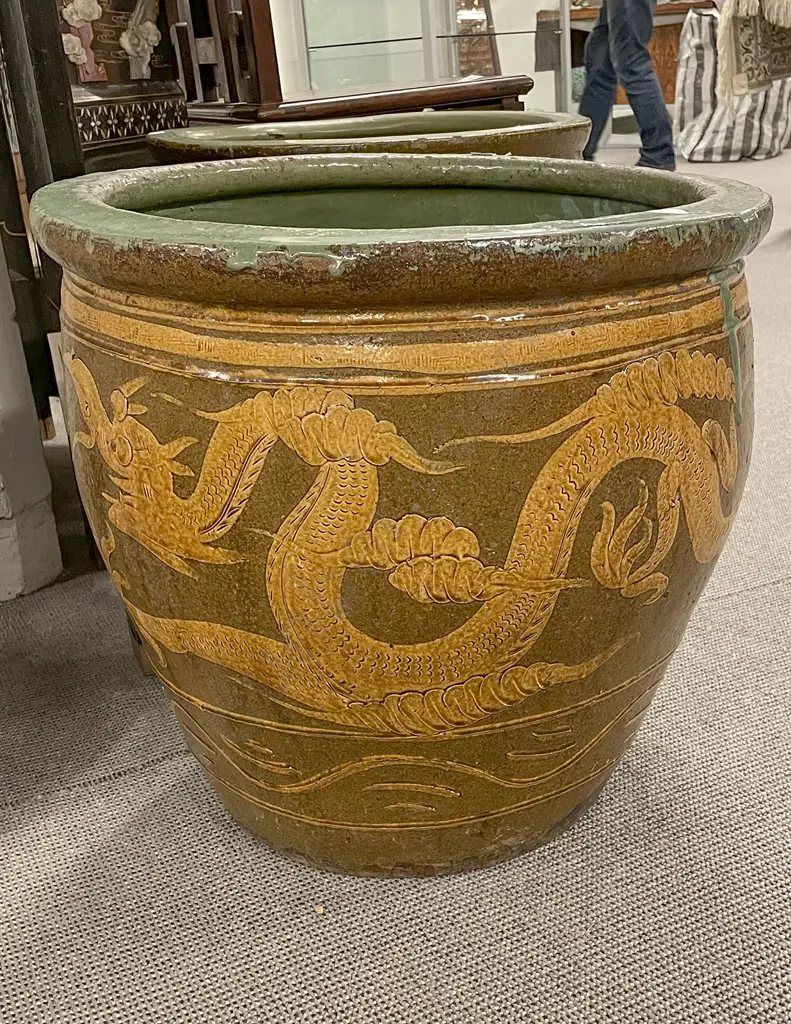 Large Pair Chinese Pottery Planters Image 1++