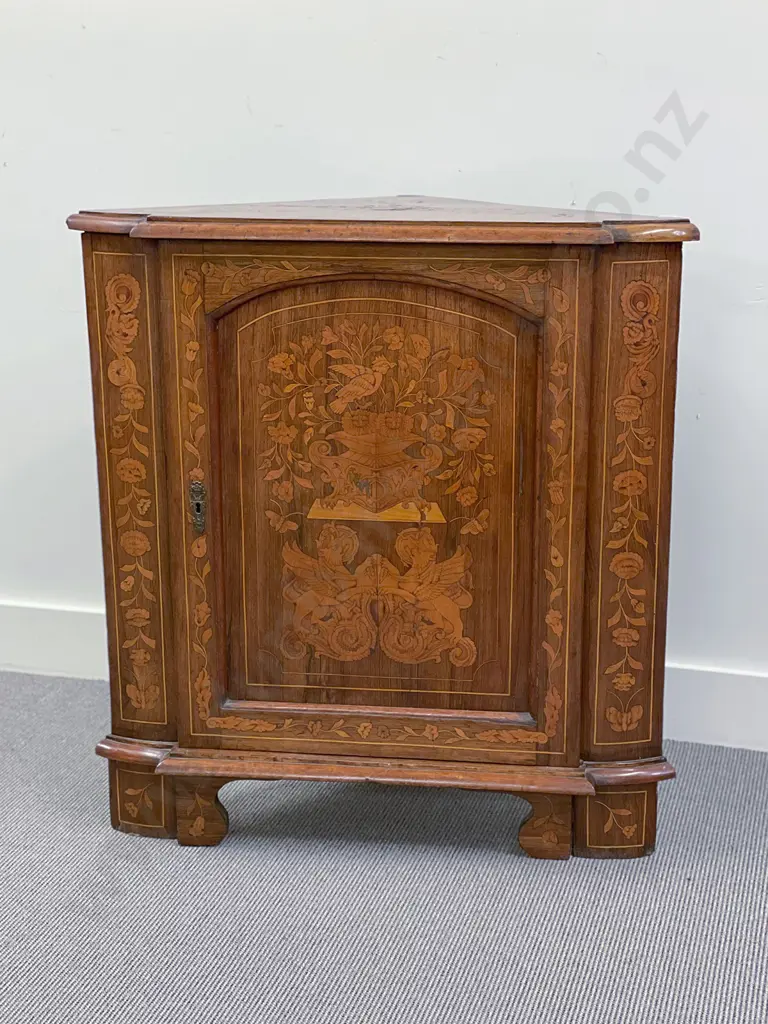 Dutch 19th Century Rosewood Marquetry Inlaid Corner Cabinet Image 1++