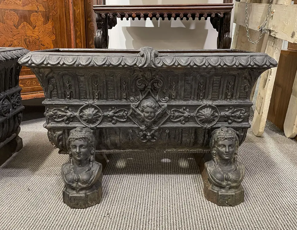 Pair of Cast Iron Garden Planters Image 1++