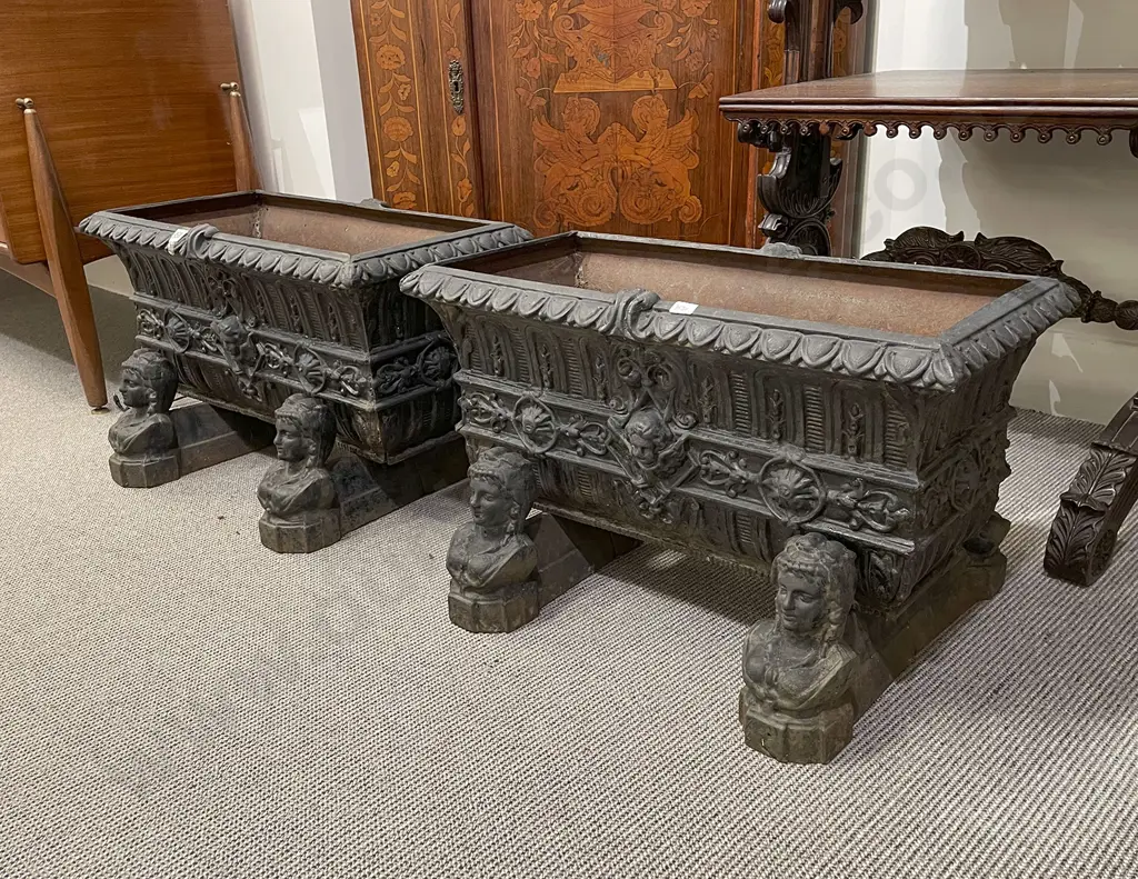 Pair of Cast Iron Garden Planters Image 1++