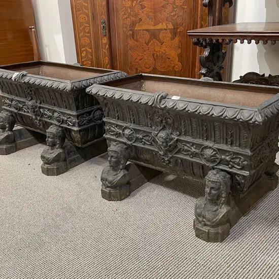 Pair of Cast Iron Garden Planters