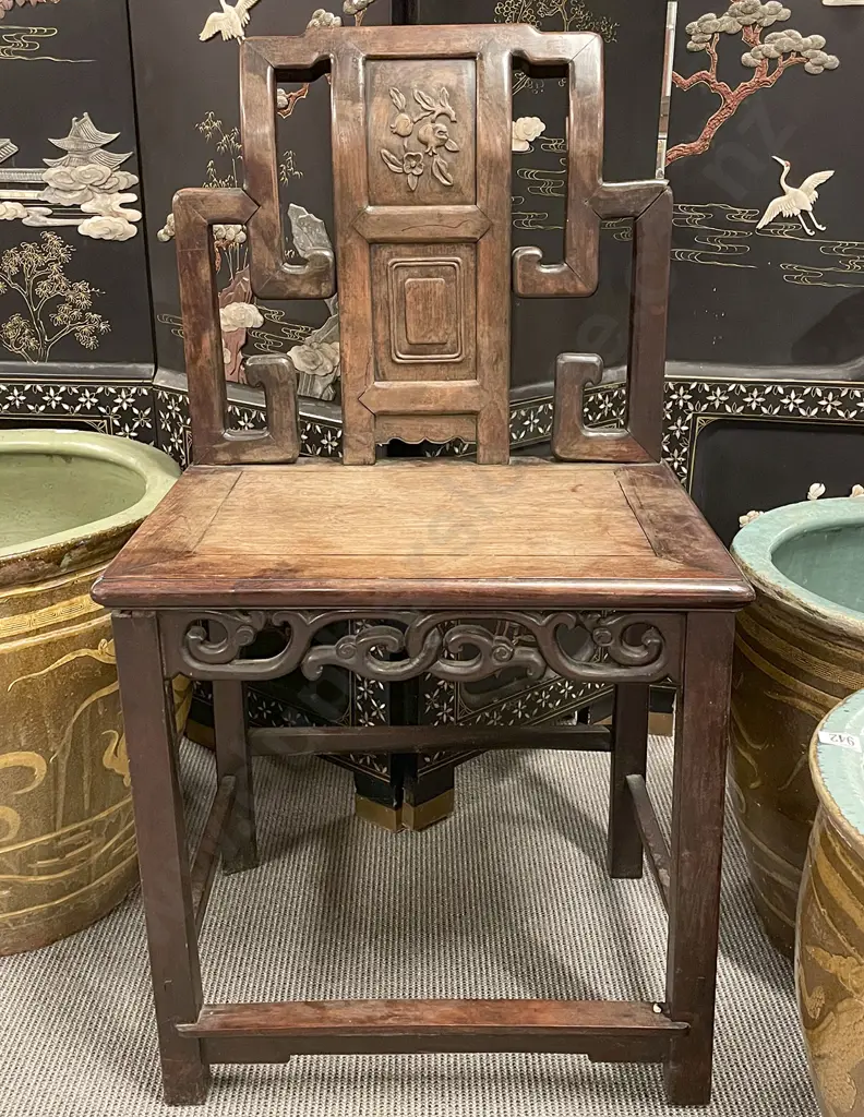 Late C19th Chinese Padoukwood Side Chair Image 1++