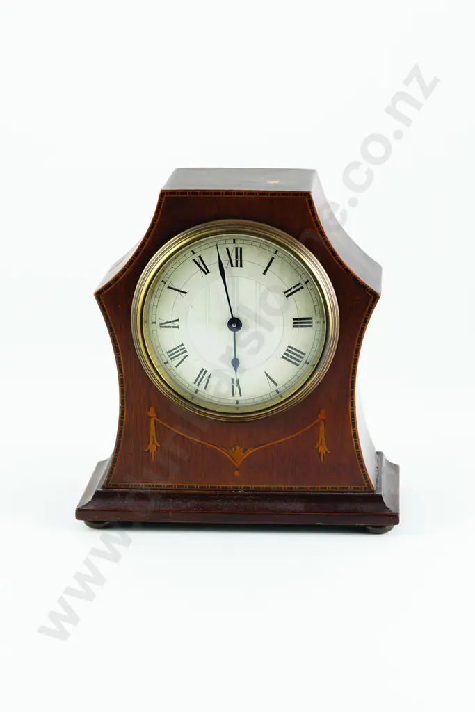 Small Edwardian Mahogany Sheraton Revival Mantle Clock Image 1++