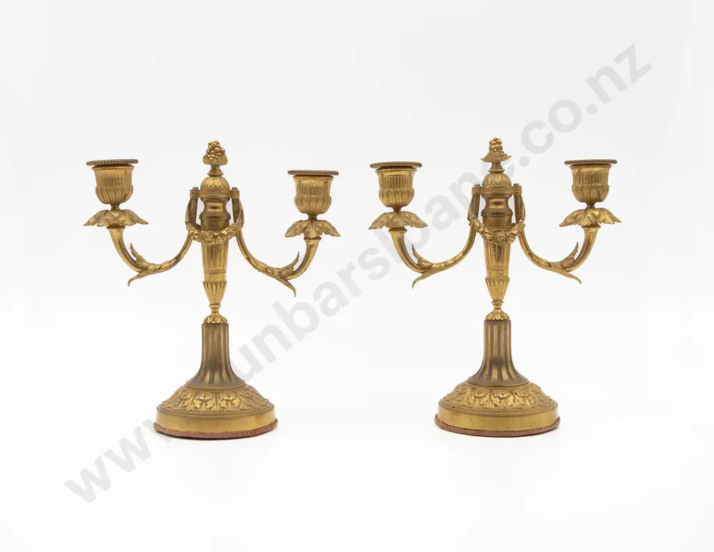 Pair C19th French Gilt Bronze Twin Branch Candleabra Image 1++