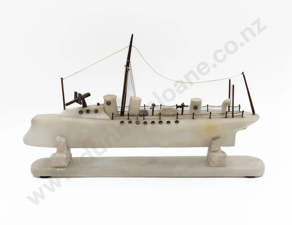 Possible Prisoner Of War Made Alabaster Model of a Gun or Patrol Boat Image 1++