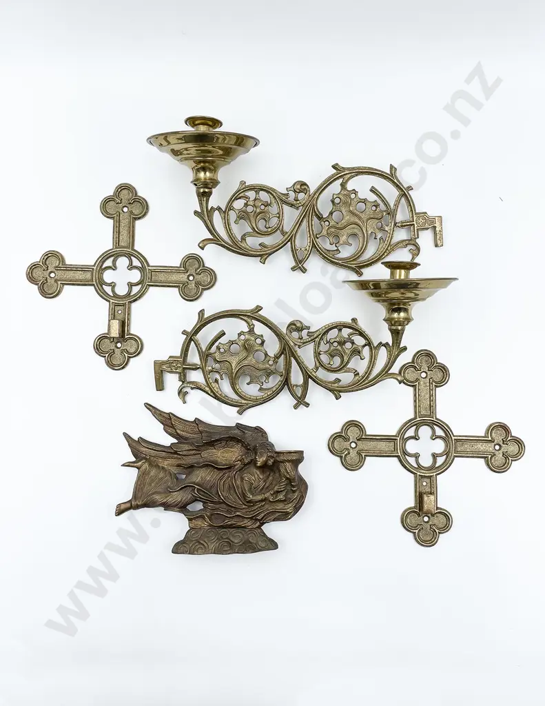 Art Nouveau Style Cast Brass Angel Candlestick Image 1++