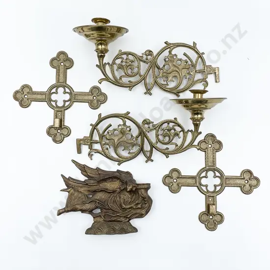 Art Nouveau Style Cast Brass Angel Candlestick