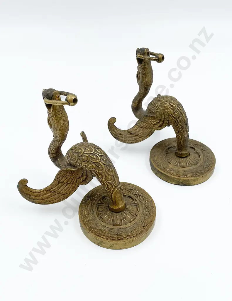 Pair Of Cast Brass Stylised Swan wall Sconces Image 1++