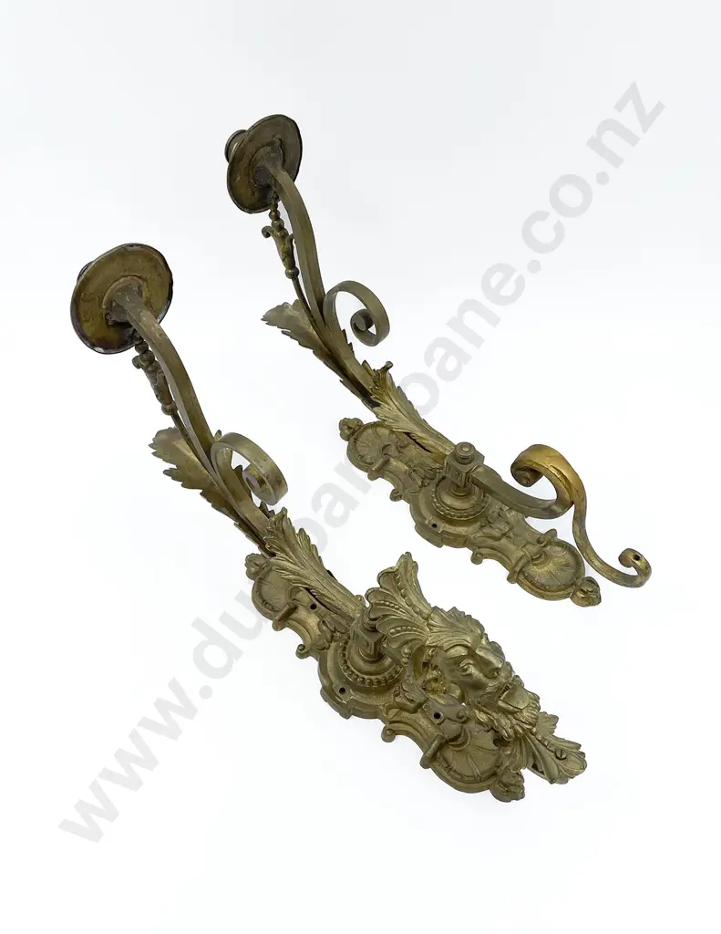 Pair Of Cast Brass Wall Sconce Candleabra Image 1++