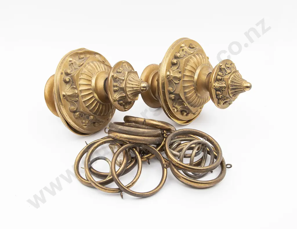 Pair Late Victorian Gilt Metal Curtain Rail Finials Image 1++