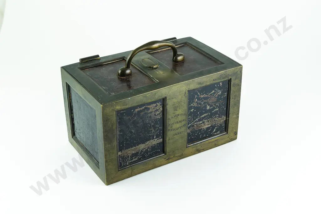 Exceptionally Rare Early C19th English Cast Metal & Bronze Travelling Strongbox Image 1++