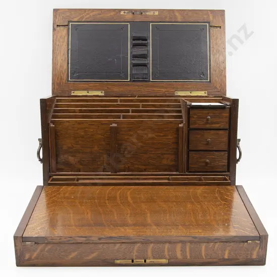 Late Vict Oak Travelling Writing Box
