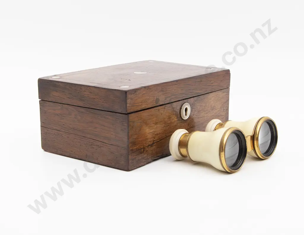Vict Rosewood Jewellery & Ivory Opera Glasses (af) Image 1++