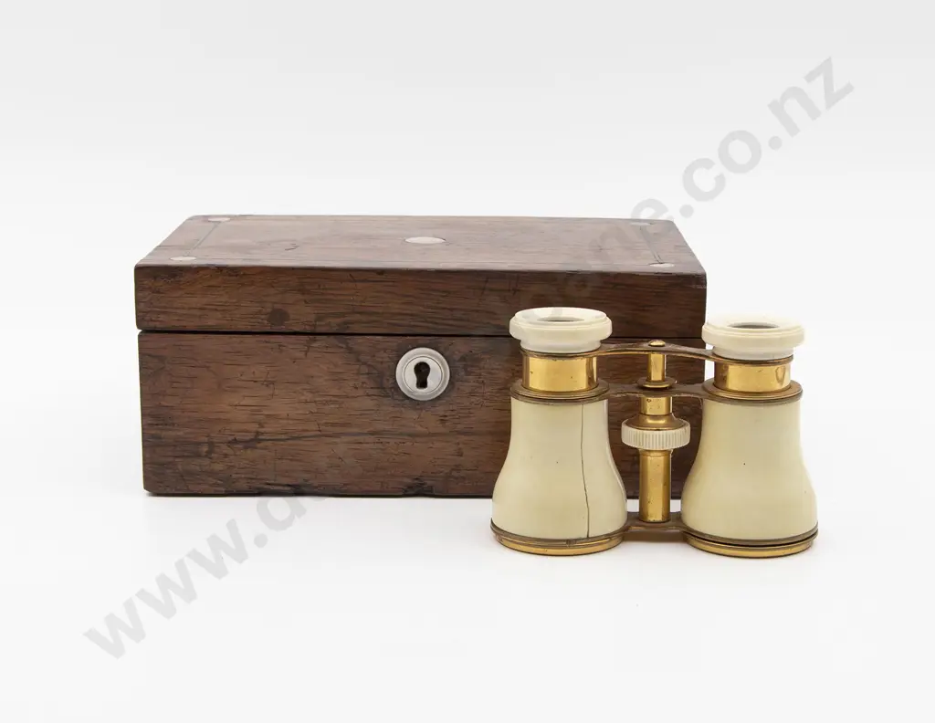 Vict Rosewood Jewellery & Ivory Opera Glasses (af) Image 1++