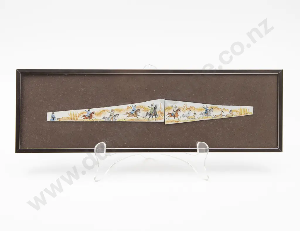 Moghul School - Framed Shaped Painted Ivory Panel Image 1++
