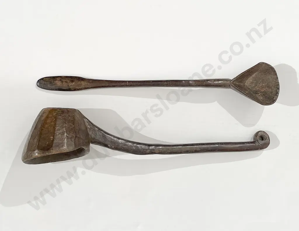Two Rustic Chinese Wooden Ladles Image 1++