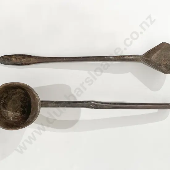 Two Rustic Chinese Wooden Ladles