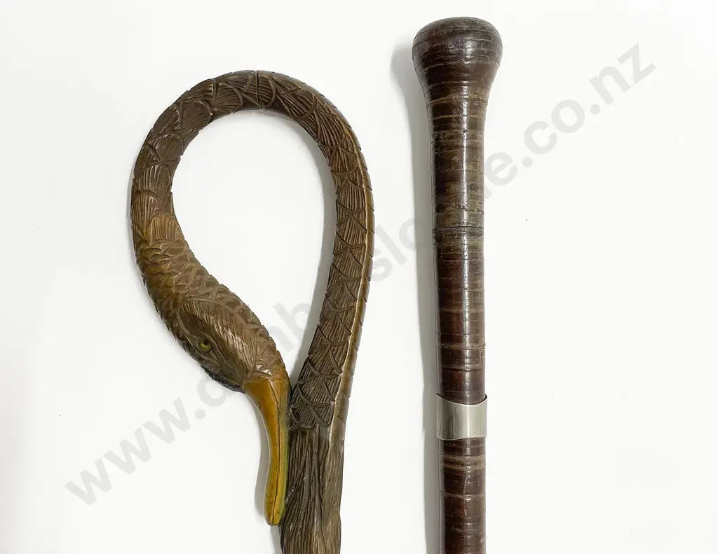 C19th All Leather Bound Walking Cane Image 1++