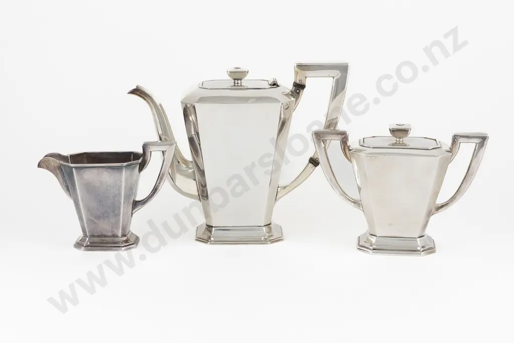 Art Deco Style S/S (950) 3pce Coffee Set Image 1++