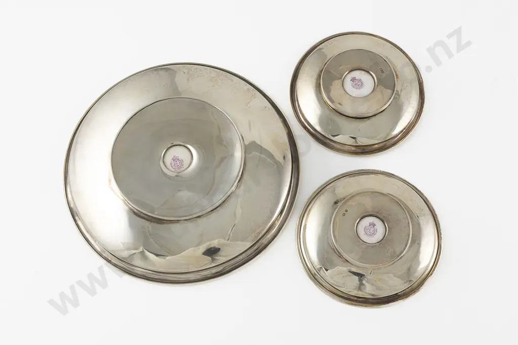 Set Of Three Royal Worcester Hand Painted S/S Circular Dishes Image 1++