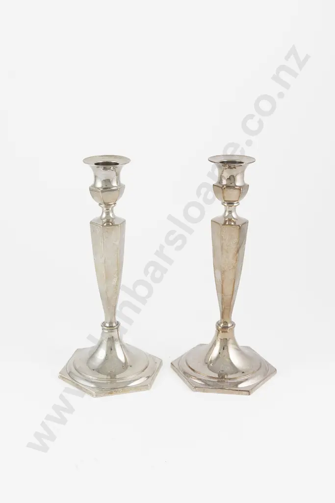 Pair Of S/S Table Candlesticks By Spaulding & Co Image 1++