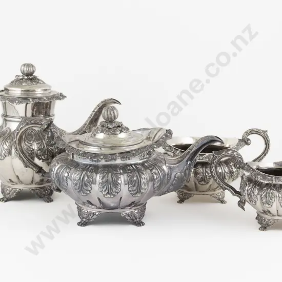 Fine Quality Geo IV S/S 4pce Tea & Coffee Set