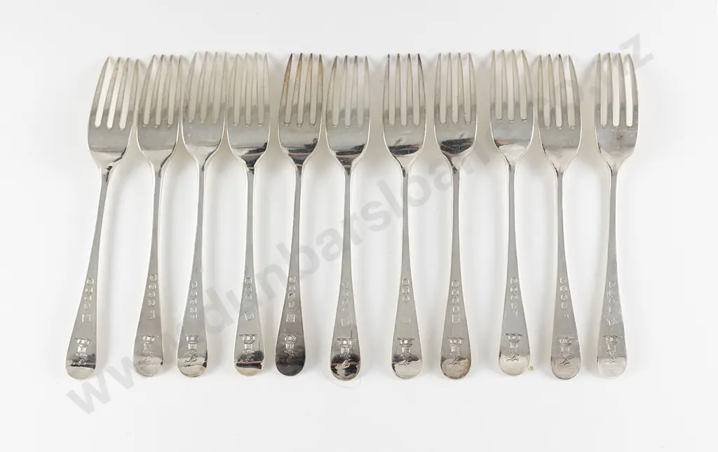 Set Of Eleven Geo III S/S Dessert Forks Image 1++