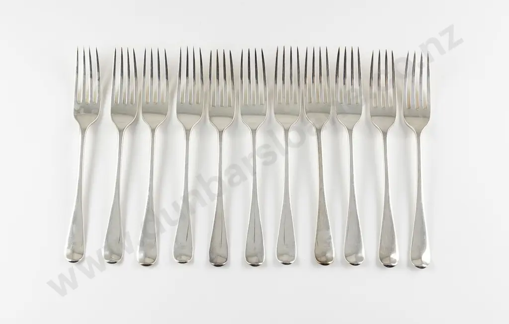 Set Of Eleven Geo III S/S Dessert Forks Image 1++