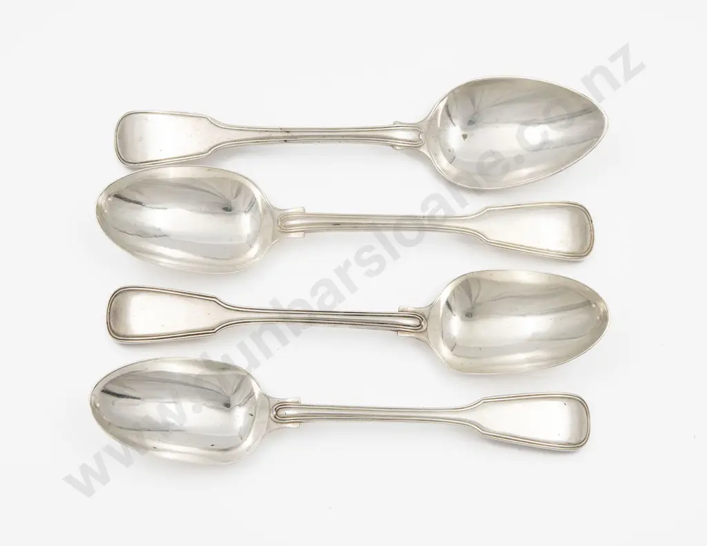 Composed Set Of Four Geo III & Vict S/S Tablespoons Image 1++