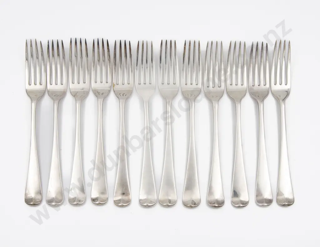 Set Of Twelve Geo III S/S Table Forks Image 1++