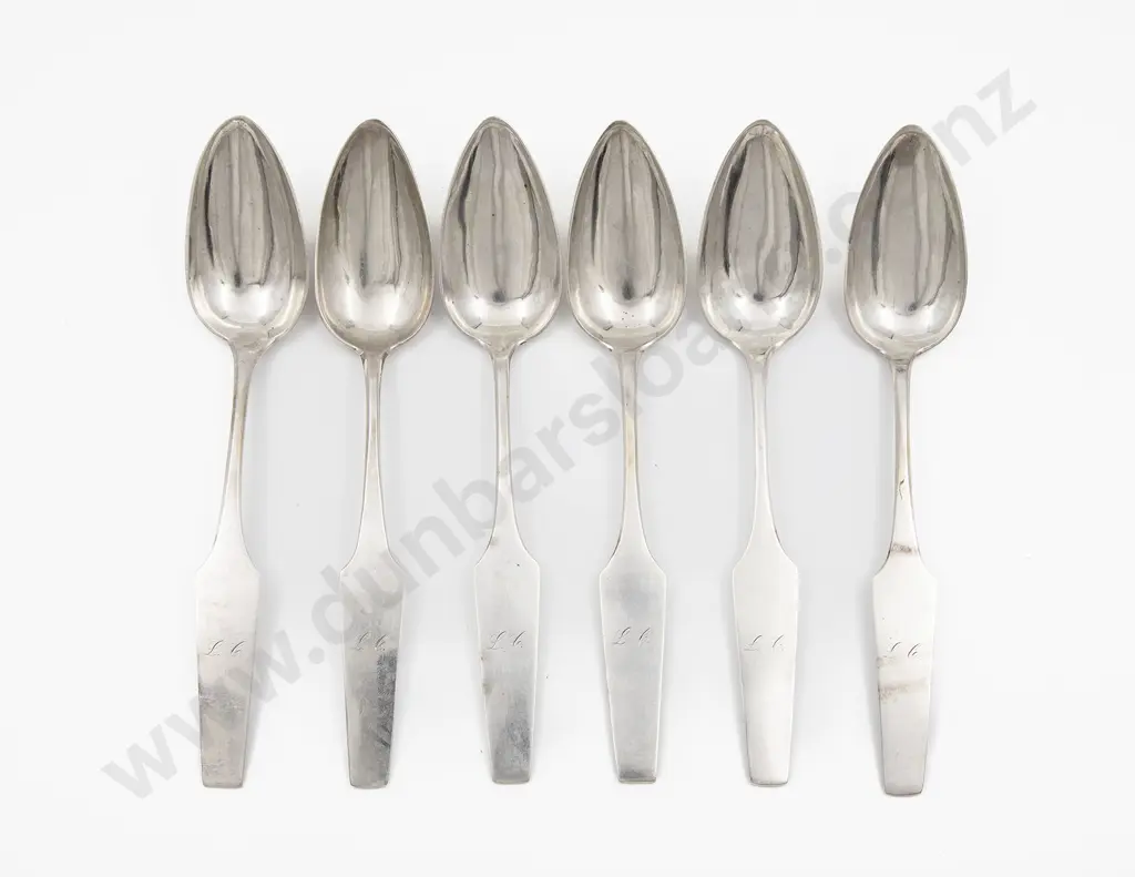 Six C19th European (German?) Silver Tablespoons Image 1++