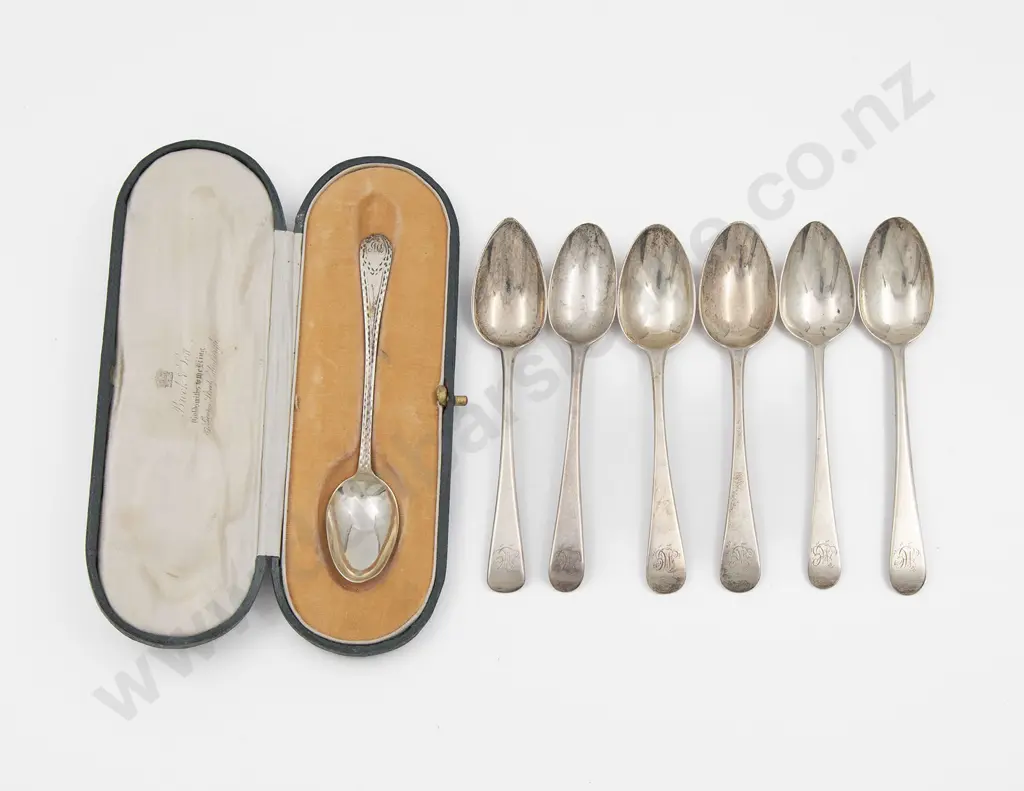 Composed Set Of Six S/S Old English Teaspoons Image 1++