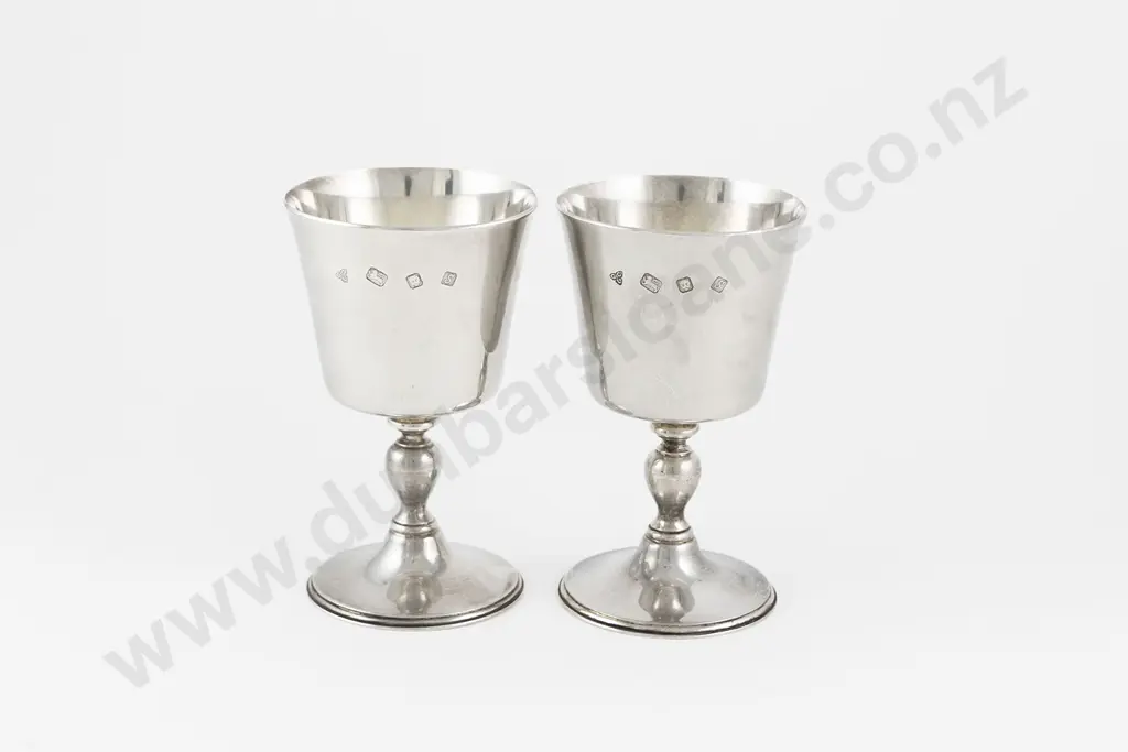 Pair Of QEII S/S Wine Goblets By Garrard & Co Limited Image 1++