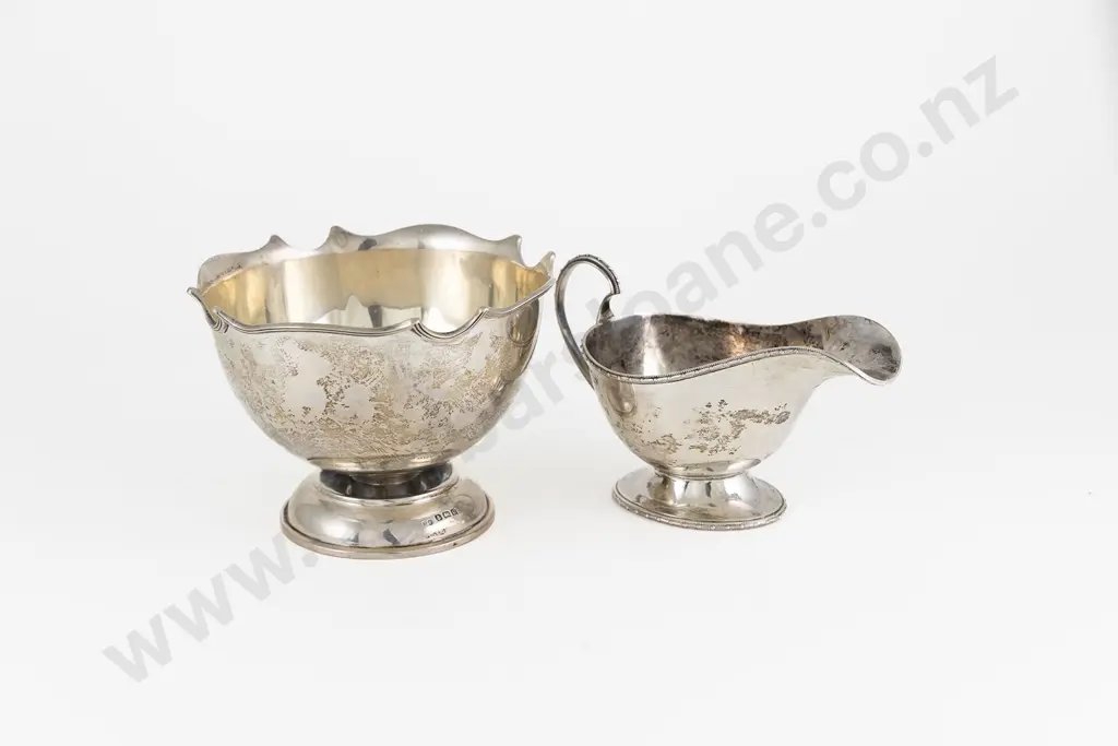 Geo V S/S Gravy Boat & Sugar Bowl Image 1++