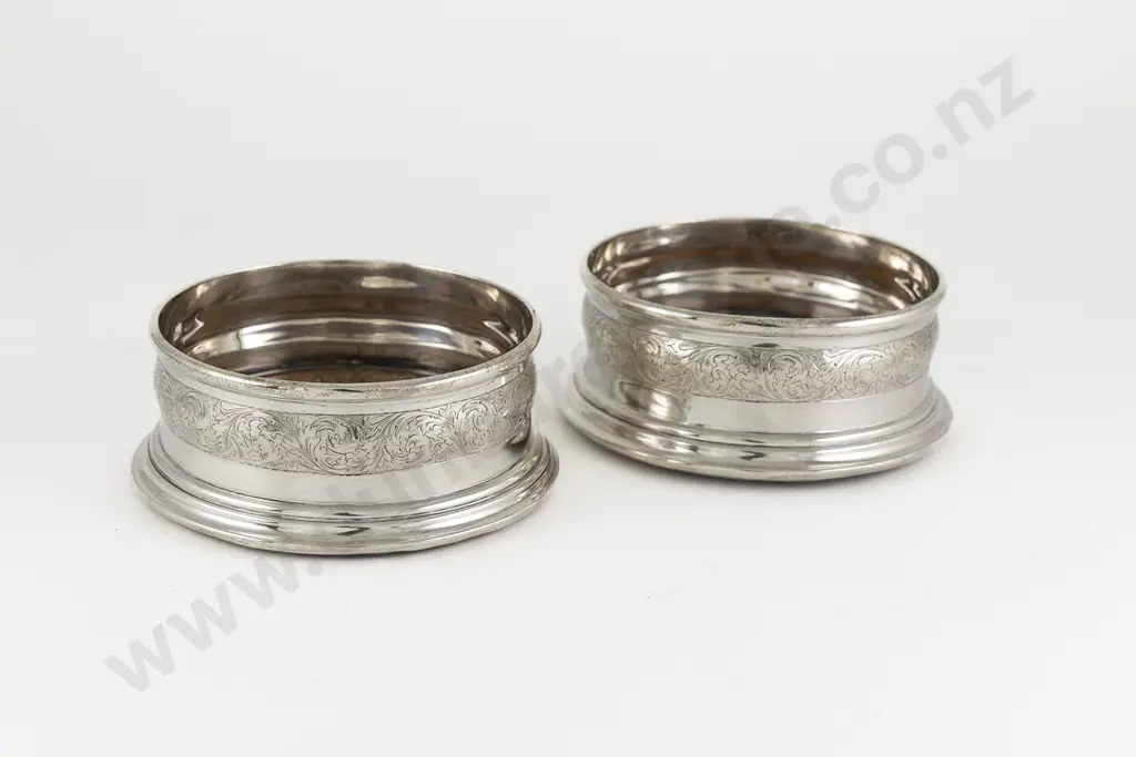 Pair Edw VII S/S Wine Coasters Image 1++