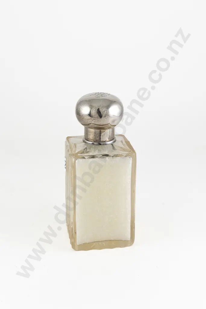Large Late C19th Silver Topped Cut Glass Cologne Bottle Image 1++