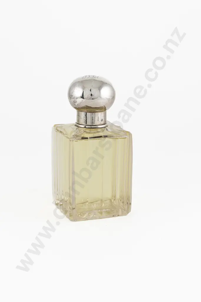 Large Late C19th Silver Topped Cut Glass Cologne Bottle Image 1++