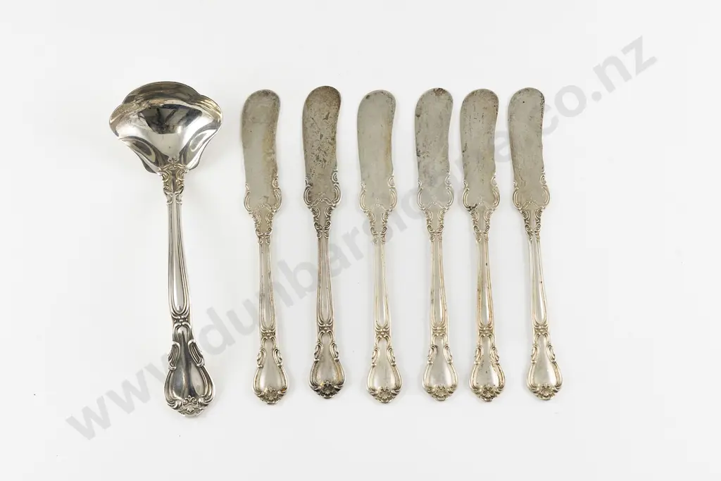 Set Of Six American S/S Butter Knives & Matching Jam Ladle Image 1++