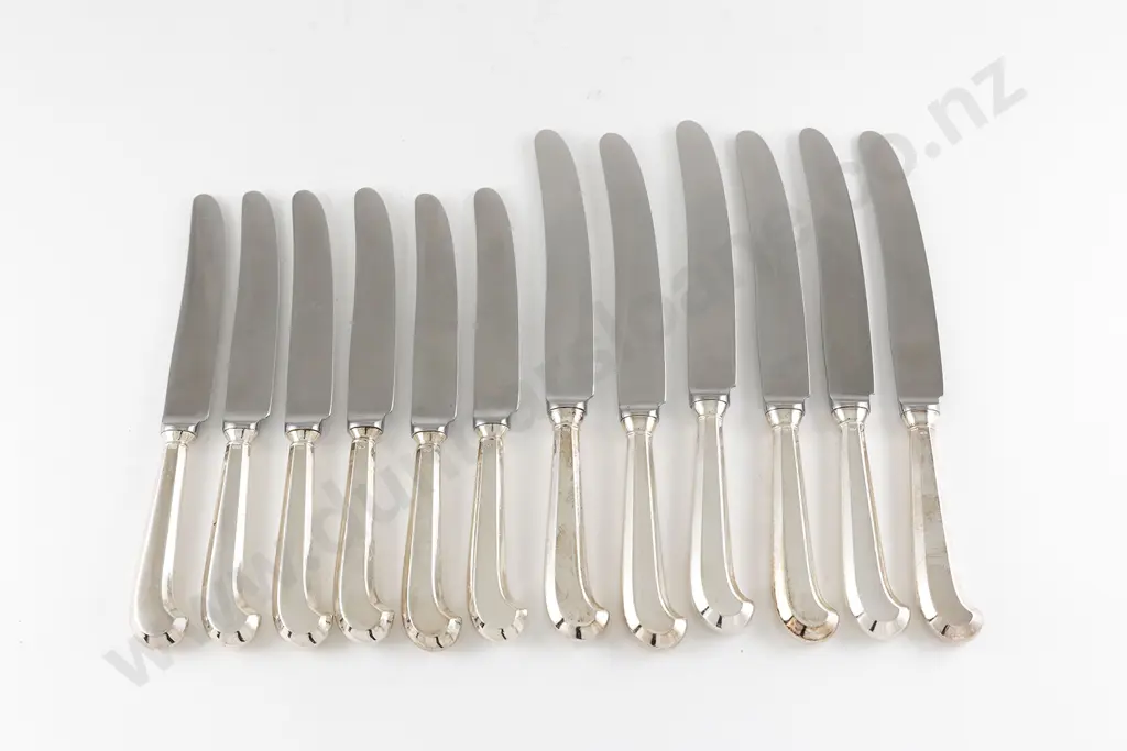 Set Of Six QEII S/S Handled Pistol Grip Table Knives & Six Matching Butter Knives Image 1++