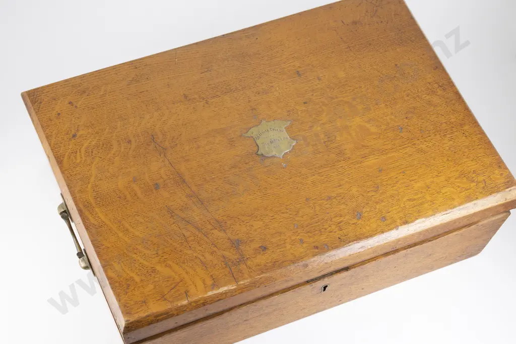 Late Vict Oak Canteen Of S/Plate Cutlery Image 1++