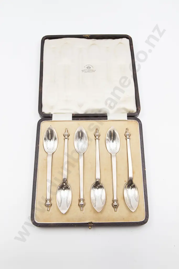 Cased Set Of Six Geo V S/S Grapefruit Spoons By Mappin & Webb Image 1++