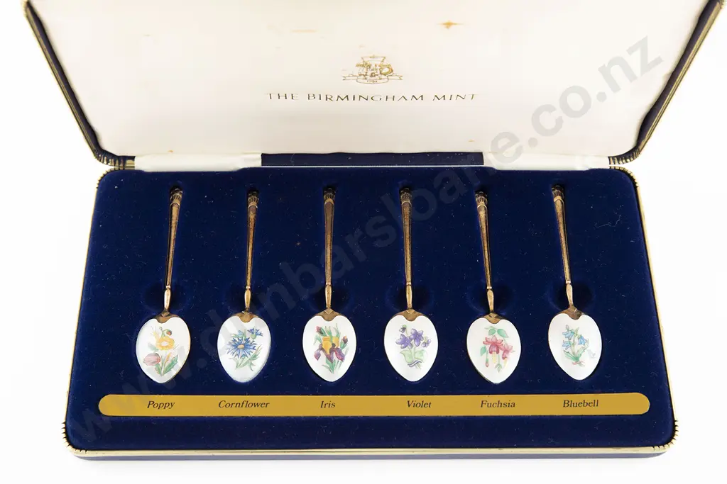 Cased Set Of Six 22ct Gold On S/S Flower Spoons Image 1++