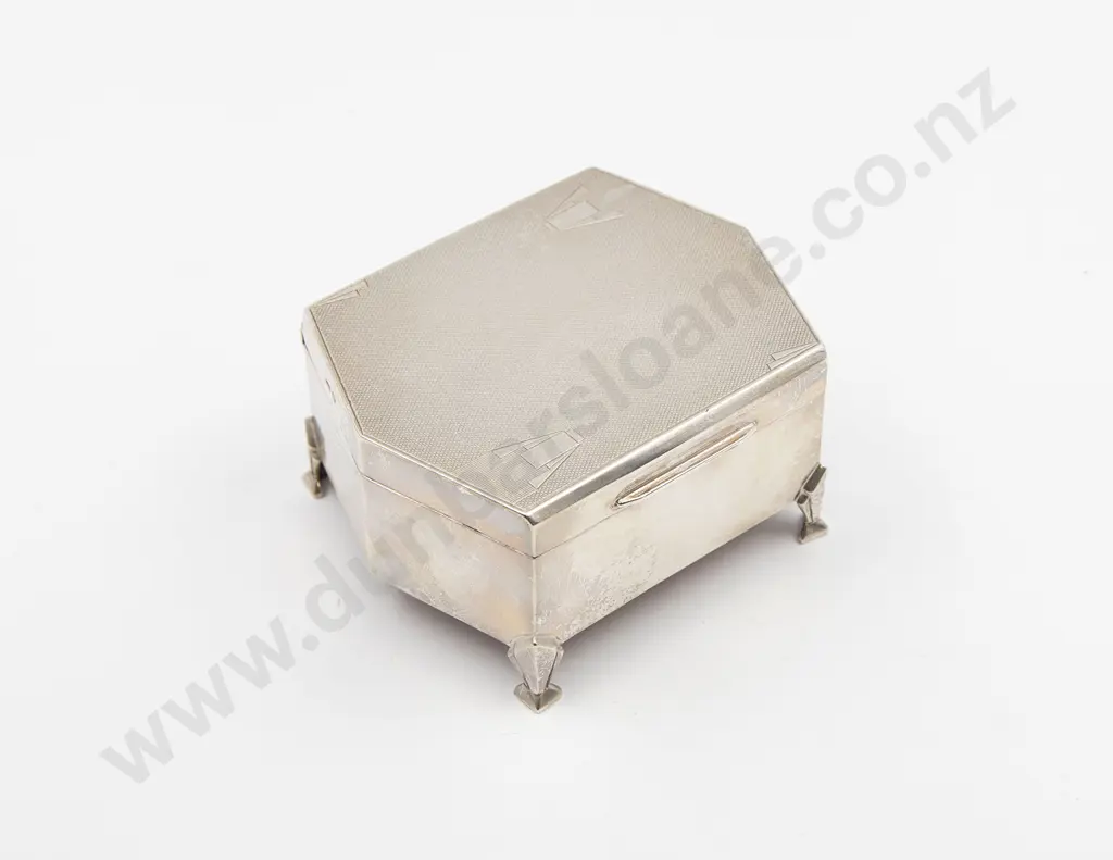 Geo V Art Deco S/S Cigarette Box By Walker & Hall Image 1++