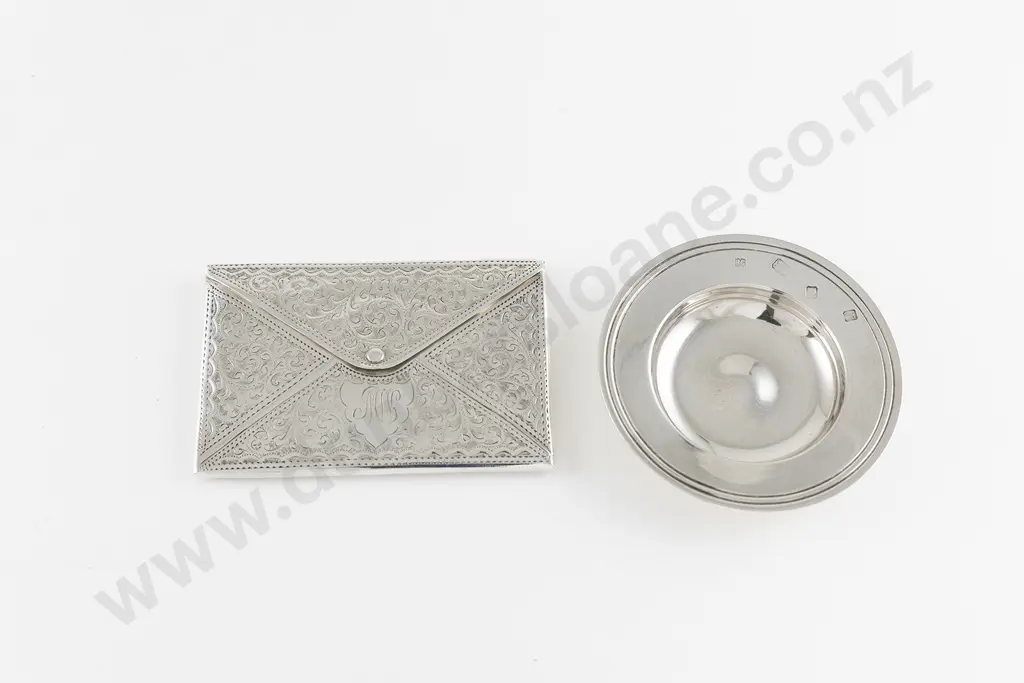 Edw VII S/S Calling Card Case & S/S Miniature Alms Dish Image 1++