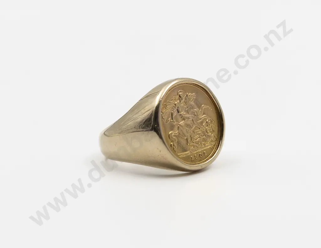 9ct Mounted 1906 Half Sovereign Ring Image 1++