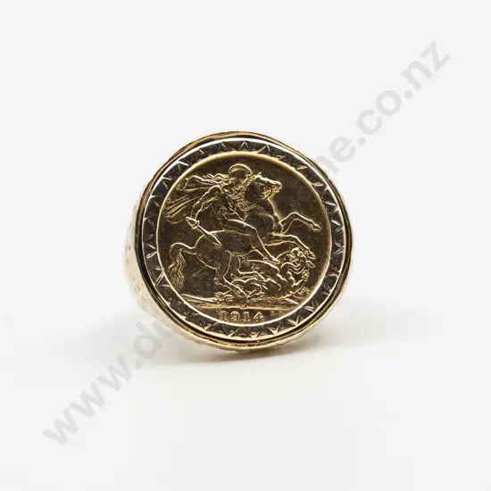 9ct Mounted 1914 Gold Sovereign Ring
