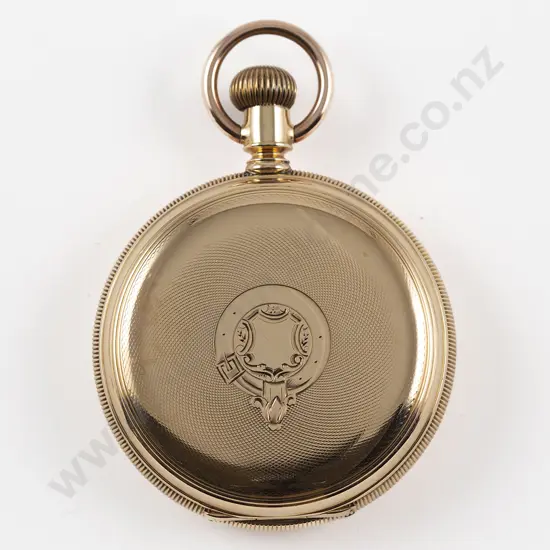 Waltham Riverside 14ct Hunter Cased Lever Wind Pocket Watch
