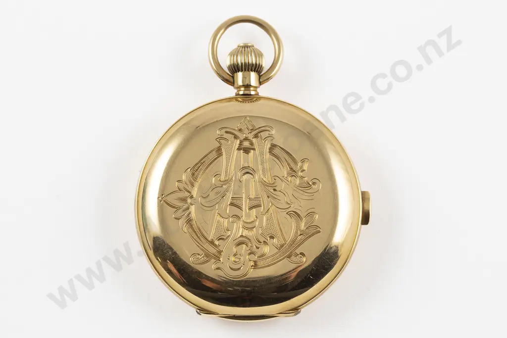 Omega 18ct Hunter Cased Lever Wind Chronograph Pocket Watch Image 1++