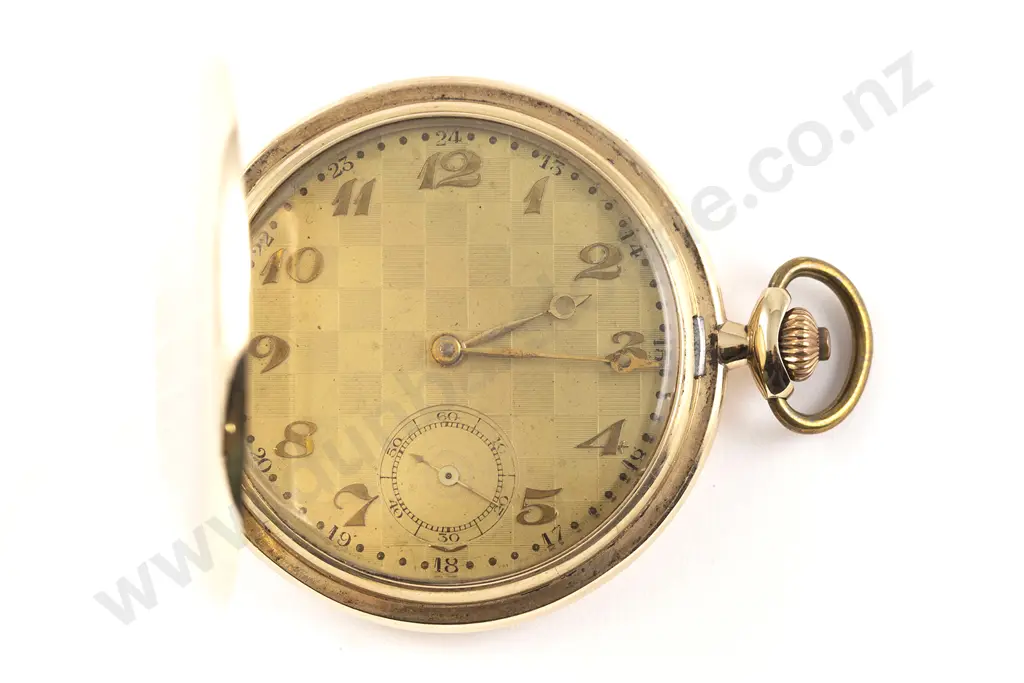 Unmarked Art Deco 14ct Hunter Cased Lever Wind Pocket Watch Image 1++